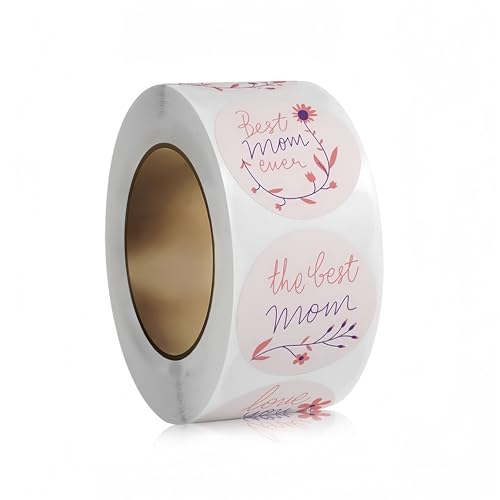 1 Roll (500 Stück) Muttertag Aufkleber Umschlag Siegel Aufkleber Selbstklebender Geschenkaufkleber Rund Abdichtung Aufkleber Etiketten Happy Mother's Day Blumenförmige Etiketten für Geschenke (C) von TKSJROL