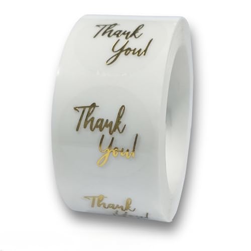 1 Roll (500 Stück) Runde Klare Siegelaufkleber Danke Aufkleber Transparent Siegel Etiketten Dankeschön Etiketten Geschenkaufkleber Thank You Sticker für Geburtstag, Hochzeit, Briefumschlag (A) von TKSJROL