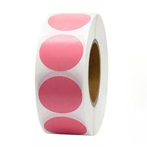 1 Roll (500 Stück) Runde Kleine Sticker Selbstklebende Paket Kreis Label Dots Gastgeschenke Weihnachten Sticker Handgemachte Label Deko Geschenksticker Aufkleber auf Rolle für Umschläge, Boxen (Rosa) von TKSJROL