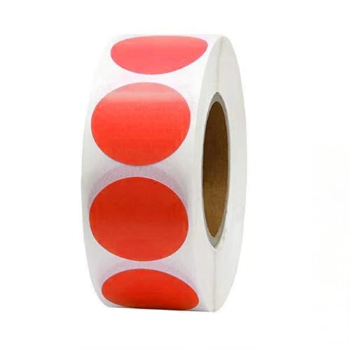 1 Roll (500 Stück) Runde Kleine Sticker Selbstklebende Paket Kreis Label Dots Gastgeschenke Weihnachten Sticker Handgemachte Label Deko Geschenksticker Aufkleber auf Rolle für Umschläge, Boxen (Rot) von TKSJROL