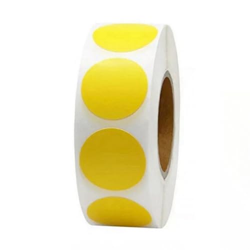 1 Roll (500 Stück) Runde Kleine Sticker Selbstklebende Paket Kreis Label Dots Gastgeschenke Weihnachten Sticker Handgemachte Label Deko Geschenksticker Aufkleber auf Rolle für Umschläge, Boxen (Gelb) von TKSJROL