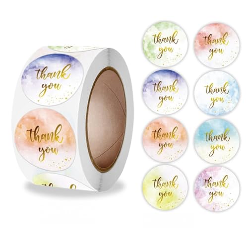 10 Roll (5000 Stück) Danke Aufkleber Rund Selbstklebend Siegelaufkleber Dankeschön Etiketten Umschlagaufkleber Thank You Sticker für Geschenktüten Hochzeit Marmeladenglas Backen Handarbeit (A) von TKSJROL