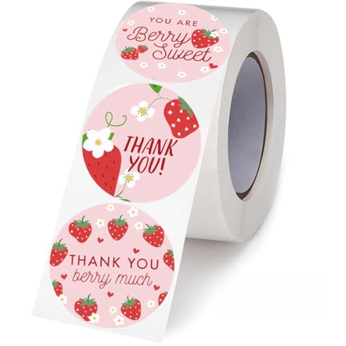 2 Roll (1000 Stück) Danke Aufkleber Rund Selbstklebend Dankeschön Etiketten Thank You Sticker Siegelaufkleber Umschlagaufkleber für Geschenktüten Hochzeit Marmeladenglas Backen Handarbeit (38 mm) von TKSJROL