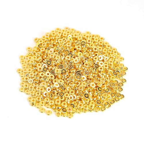 1000 Stück 6 mm flache goldene runde Abstandshalter, lose Perlen für Schmuckherstellung, flache runde Rondelle-Abstandshalter, Perlen für DIY-Armbänder, Halsketten, Ohrringe, 6 mm, Heishi-Perlen, von TKYPZY