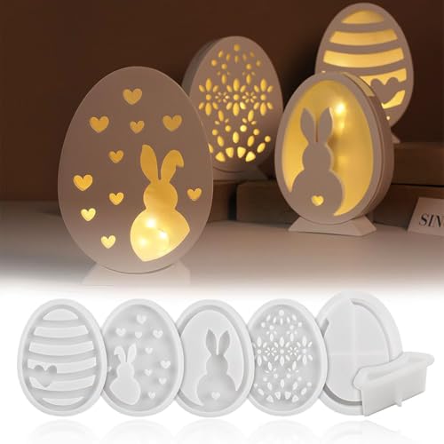 Silikonformen Gießformen Ostern 6 Stück, Silikonform Ostern Hase Silikon Gießform Ostern 3D Silikonform Osterei Gipsformen zum Gießen Osternhase Epoxidharz Formen Silikon Giessformen für Handwerk von TLDNZXY