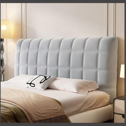 TLMQYXZE Bett Kopfteil Bezug, Bettkopfteil Hussen, Weicher Strecken Verdicken Samtstoff, Staubdichte Schutzhülle Für Gepolsterte Schlafzimmer Kopfteil(Light Gray,130cm(51.1inch)) von TLMQYXZE