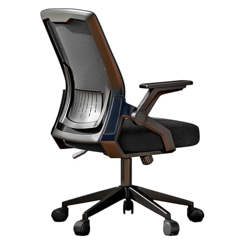 Schreibtischstühle mit Rollen, Home-Office-Stuhl mit hochklappbaren Armlehnen, ergonomischer, verstellbarer Drehstuhl mit Rollen, bequemer Computer-Arbeitsstuhl mit Netzstoff und mittlerer Rückenlehn von TLTDSMYF