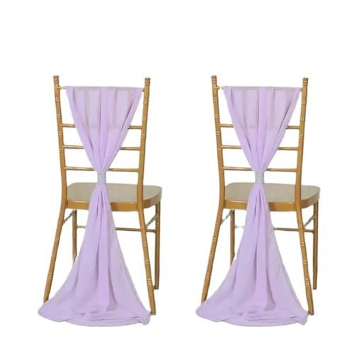 TMAOZW 10 Stück Chiffon-Stuhlschärpen mit Fliege, Band und Knotenbezug, Sitzlehnengürtel, geeignet for Hotelbankett, Landhochzeit, Party, Eventdekor(Light Purple) von TMAOZW