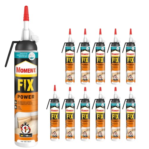 Montagekleber Grau Moment Fix Power von Henkel – Starker Spezialkleber für Innenbereich - Leicht aufzutragen - beschlaghemmend & vielseitig einsetzbar (12 x 260g) von TMPpro