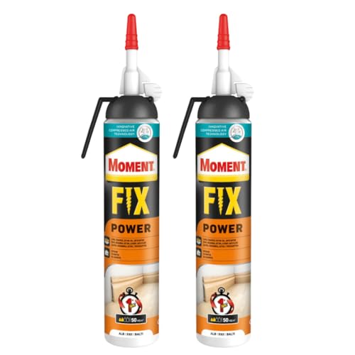 Montagekleber Grau Moment Fix Power von Henkel – Starker Spezialkleber für Innenbereich - Leicht aufzutragen - beschlaghemmend & vielseitig einsetzbar (2 x 260g) von TMPpro