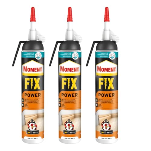 Montagekleber Grau Moment Fix Power von Henkel – Starker Spezialkleber für Innenbereich - Leicht aufzutragen - beschlaghemmend & vielseitig einsetzbar (3 x 260g) von TMPpro