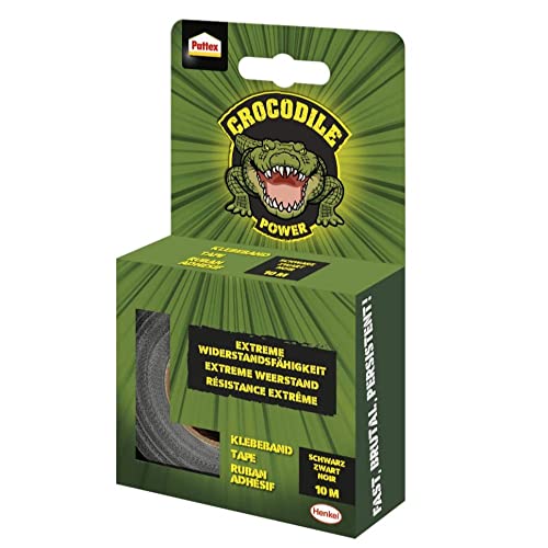 Pattex Crocodile Power Klebeband, doppelte Dicke, extrem widerstandsfähiges Klebeband für schwierigste Reparaturen, Duct Tape für verschiedene Materialien, schwarz, 1 x 10m von TMPpro