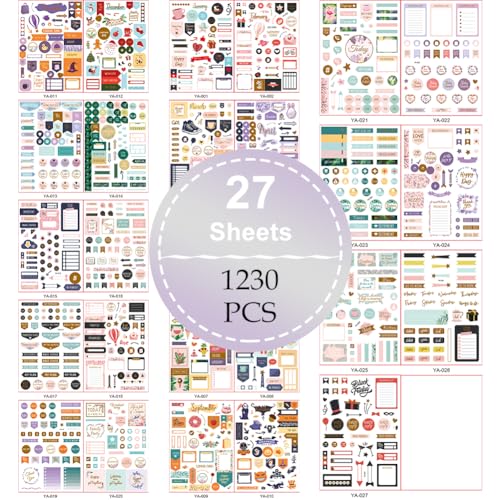 1230PCS Lebenskompass Sticker Set, Hinweisaufkleber, Aufkleber zum Schreiben von Nachrichten, Etikettenaufkleber für den täglichen Bedarf, für Briefumschlag Geschenktüten Scrapbook Laptop Notizbuch von TMRBBesty