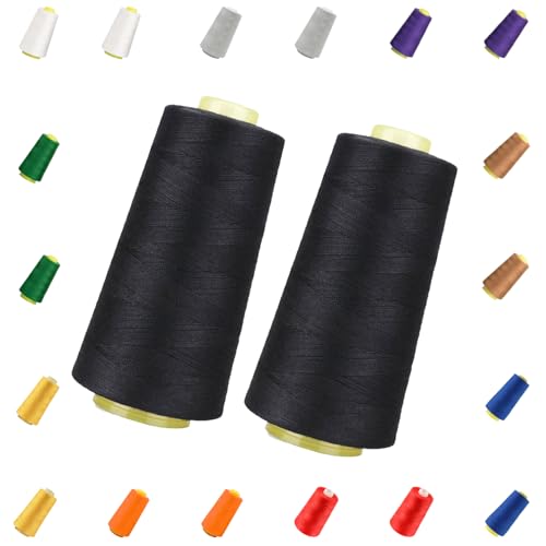 Nähgarn für Nähmaschine Schwarz Nähgarn Polyester Sewing Machine Thread Nähmaschinen Vorhanden Fest und Nicht Leicht zu Brechen Reißfest 2 Stück 5484m von TMRBBesty