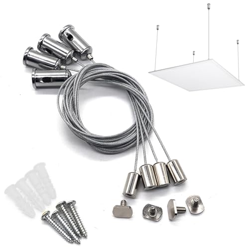 TMRBBesty 4 pcs Seilaufhängung,Drahtseil Spanner,Seilaufhängung Einbauset,Verstellbare Seilaufhängung,Seilaufhängung,Drahtseilhalter Metall für LED Panel,Decke,Fotos Befestigungs von TMRBBesty