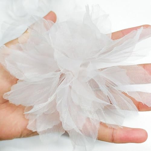 3D-Spitzenborte aus Chiffon 12pcs 13cm Chiffon Blume DIY Nähen liefert Handwerk Chiffon Blumen Hochzeit Dekoration Spitzenborte für Handwerk Stirnbänder Hochzeit Schleier Party Geschenkverpackung von TMTGTS