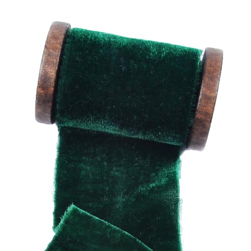 Ausgefranstes Band 1 Rollen 4CM×3M Velvet Ribbon mit Rohe Kanten Seiden-Samtband zum Nähen Dekorieren Fransen Velours Schleifenband für Geschenkverpackung Weihnachten Bastelarbeiten(25#) von TMTGTS