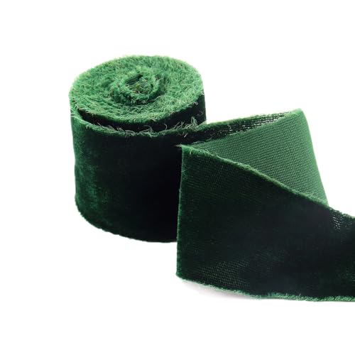 Ausgefranstes Band 1 Rollen 4CM×3M Velvet Ribbon mit Rohe Kanten Seiden-Samtband zum Nähen Dekorieren Fransen Velours Schleifenband für Geschenkverpackung Weihnachten Bastelarbeiten(27#) von TMTGTS