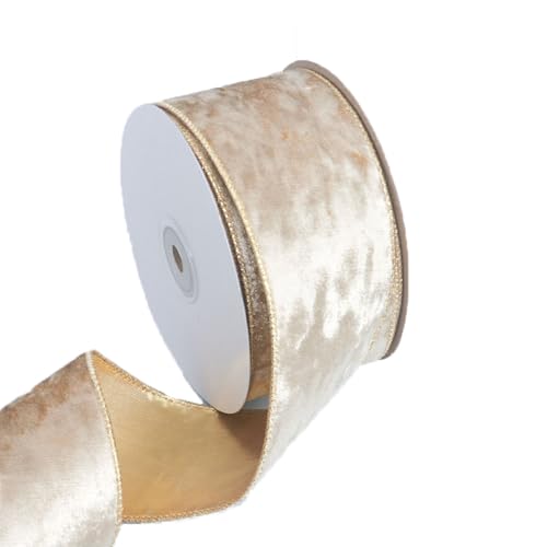 TMTGTS 63mm Einseitig Samtborte Schleifenband 10 Yards Weihnachten Velvet Velour Geschenkband Drahtkantenband Lurex Metallgarn für Geschenkverpackung Kranz Festdekoration Hochzeit DIY Basteln(1#) von TMTGTS