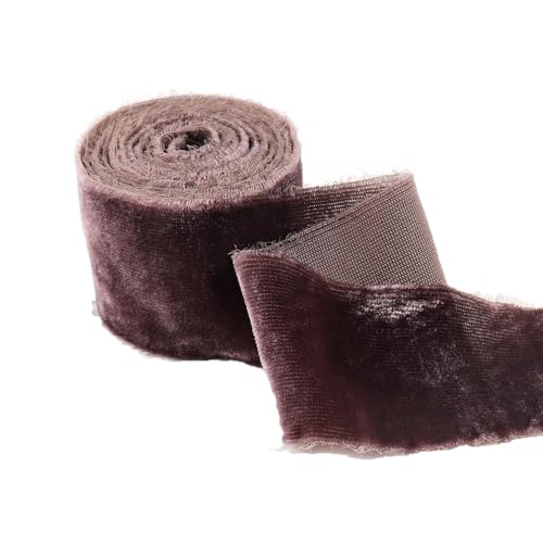 TMTGTS Ausgefranstes Band 1 Rollen 4CM×1M Velvet Ribbon mit Rohe Kanten Seiden-Samtband zum Nähen Dekorieren Fransen Velours Schleifenband für Geschenkverpackung Weihnachten Bastelarbeiten(11#) von TMTGTS