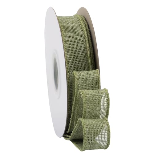 TMTGTS Breit 25mm Juteband lang 20 Yards Vintage Burlap Wired Ribbon mit Draht Sackleinen Band Verdrahtet Sackleinen für Floristen Weihnachten Geburtstag Geschenkverpackung Tauf Hochzeitdeko (18#) von TMTGTS