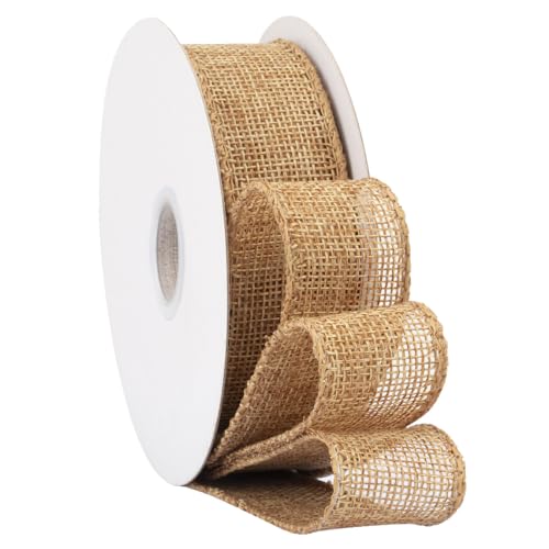 TMTGTS Breit 25mm Juteband lang 20 Yards Vintage Burlap Wired Ribbon mit Draht Sackleinen Band Verdrahtet Sackleinen für Floristen Weihnachten Geburtstag Geschenkverpackung Tauf Hochzeitdeko (23#) von TMTGTS