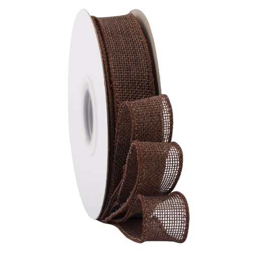 TMTGTS Breit 25mm Juteband lang 20 Yards Vintage Burlap Wired Ribbon mit Draht Sackleinen Band Verdrahtet Sackleinen für Floristen Weihnachten Geburtstag Geschenkverpackung Tauf Hochzeitdeko (28#) von TMTGTS