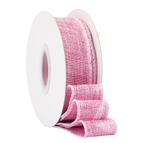 TMTGTS Breit 25mm Juteband lang 20 Yards Vintage Burlap Wired Ribbon mit Draht Sackleinen Band Verdrahtet Sackleinen für Floristen Weihnachten Geburtstag Geschenkverpackung Tauf Hochzeitdeko (29#) von TMTGTS