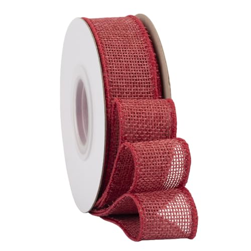 TMTGTS Breit 25mm Juteband lang 20 Yards Vintage Burlap Wired Ribbon mit Draht Sackleinen Band Verdrahtet Sackleinen für Floristen Weihnachten Geburtstag Geschenkverpackung Tauf Hochzeitdeko (5#) von TMTGTS