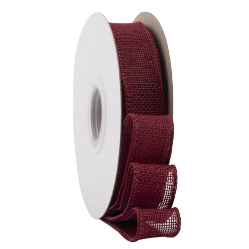 TMTGTS Breit 25mm Juteband lang 20 Yards Vintage Burlap Wired Ribbon mit Draht Sackleinen Band Verdrahtet Sackleinen für Floristen Weihnachten Geburtstag Geschenkverpackung Tauf Hochzeitdeko (8#) von TMTGTS