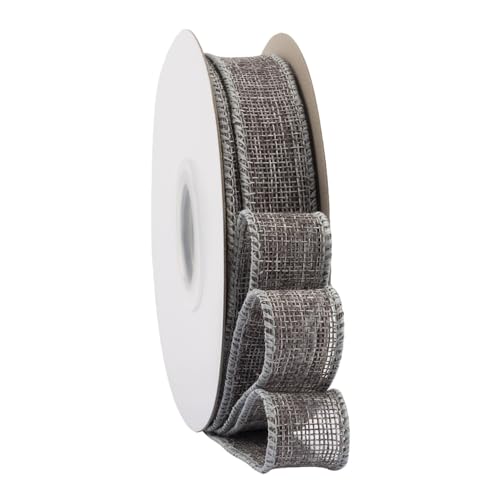 TMTGTS Breit 38mm Juteband lang 20 Yards Vintage Burlap Wired Ribbon mit Draht Sackleinen Band Verdrahtet Sackleinen für Floristen Weihnachten Geburtstag Geschenkverpackung Tauf Hochzeitdeko (1#) von TMTGTS