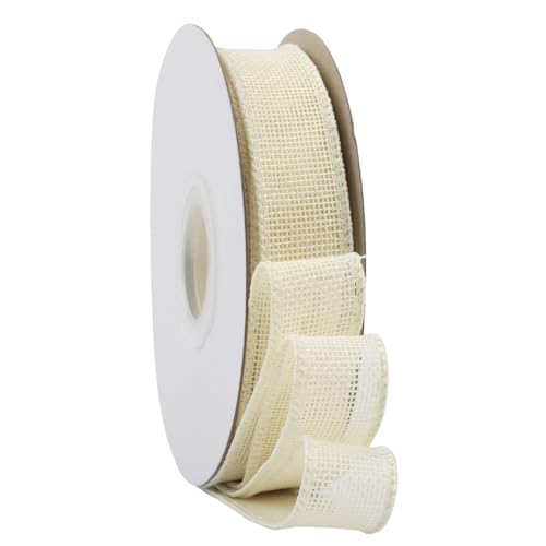 TMTGTS Breit 38mm Juteband lang 20 Yards Vintage Burlap Wired Ribbon mit Draht Sackleinen Band Verdrahtet Sackleinen für Floristen Weihnachten Geburtstag Geschenkverpackung Tauf Hochzeitdeko (26#) von TMTGTS