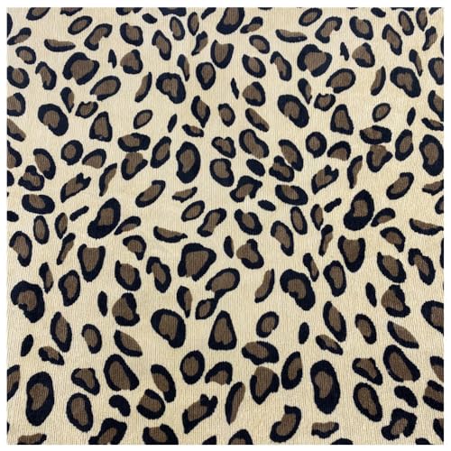 TMTGTS Cord Stoff 150 cm Breit Weiche Haut Freundliche Kord Bedruckt Leopard Rippe bezugsstoff Quiltingstoffe Deko DIY-Näharbeiten Kordsamt Polsterstoff zum Nähen Mantel Hemd Kleid Hosen Kostüm(1#) von TMTGTS