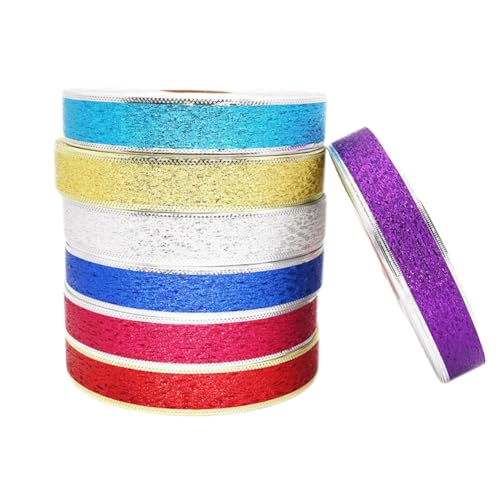 TMTGTS Glänzend Poly Glitter Ringelband Geschenkband metallic Einpacken von Geschenken Polyband Geschenkschleifen Schleifenband,Dekoband Satinband dekorativ für Geschenkverpackungen DIY-Basteleien von TMTGTS