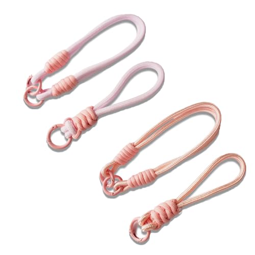 TMTGTS Handykette Universal 2 Paar Nylon Bunte Geflochtene Lanyards Karabiner Handgelenk Kette Kreative Abnehmbare Neck Lanyard Lang Schlüsselkette Band für Outdoor-Sport Wandern(29F+30F，29G+30G) von TMTGTS