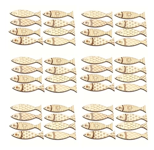 TMTGTS Holzausschnitte 10 Pack Holz Ausschnitte Kleine Deko Fische Mini Holz Unvollendete Holzplatte Holzfische zum Bemalen Holzfische Deko Taufe zum Bemalen DIY Tischdeko Kommunion Taufe (Holz5#) von TMTGTS