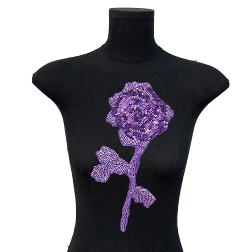 TMTGTS Perlen Applikation 2 Stück 3D Blumen Spitze Stickerei Pailletten Patches Strass Tüll Besatz Applikation Aufnäher Glitzer für Kleidung Hochzeitskleid Dekoration Ornamente Aufnähen Aufbügeln(4#) von TMTGTS