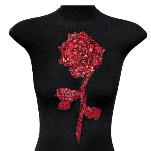 TMTGTS Perlen Applikation 2 Stück 3D Blumen Spitze Stickerei Pailletten Patches Strass Tüll Besatz Applikation Aufnäher Glitzer für Kleidung Hochzeitskleid Dekoration Ornamente Aufnähen Aufbügeln(3#) von TMTGTS