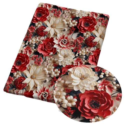 TMTGTS Polyester Baumwolle Stoff 100 * 145cm Canvas Stoff Meterware Bedruckter Stoff Patchwork Stoffe Oxford Stoff zum Nähen Kinder 3D Bunter Blumen Stoff für DIY Handwerk Herstellung Zubehör (2#) von TMTGTS