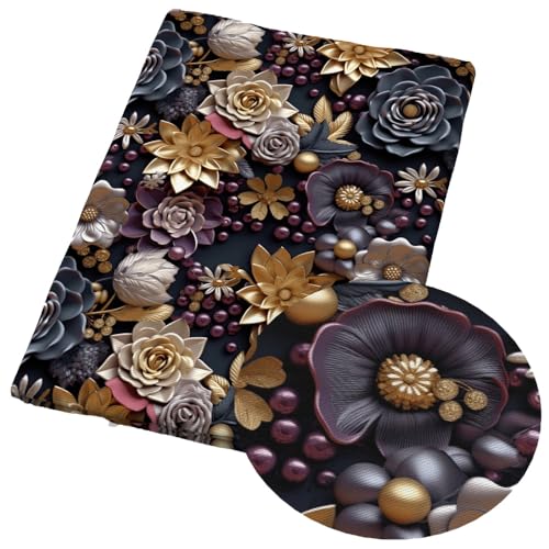 TMTGTS Polyester Baumwolle Stoff 100 * 145cm Canvas Stoff Meterware Bedruckter Stoff Patchwork Stoffe Oxford Stoff zum Nähen Kinder 3D Bunter Blumen Stoff für DIY Handwerk Herstellung Zubehör (21#) von TMTGTS