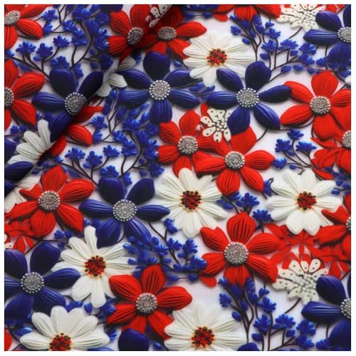 TMTGTS Polyester Baumwolle Stoff 100 * 145cm Canvas Stoff Meterware Bedruckter Stoff Patchwork Stoffe Oxford Stoff zum Nähen Kinder 3D Bunter Blumen Stoff für DIY Handwerk Herstellung Zubehör (27#) von TMTGTS