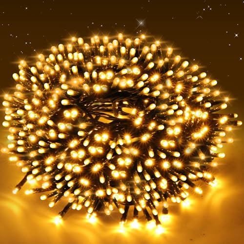 TNMOO Lichterkette Weihnachtsbaum, 20M 200 LED Warmweiß Lichterkette Außen mit 8 Modi und Memory, IP44 Wasserdicht Weihnachtsbeleuchtung für Innen Außen Party Hochzeit Garten Weihnachten von TNMOO