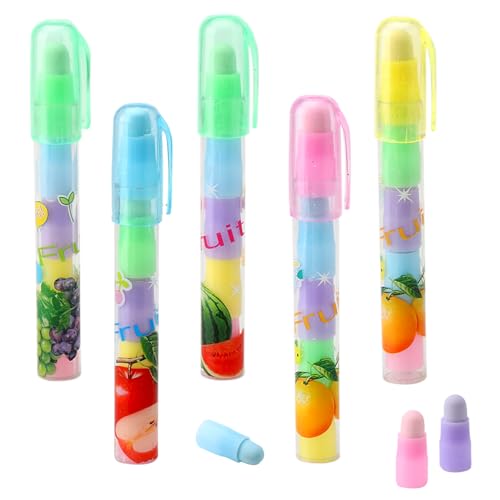 TNSLAND 12 stück Radiergummi Stift Radiergummi Lustig, Radiergummi Mädchen Radiergummi Kinder Enthält 5 Farben, Stapelbare Radierstifte Eraser, Radiergummistift für Einschulung Geschenk Bürobedarf von TNSLAND