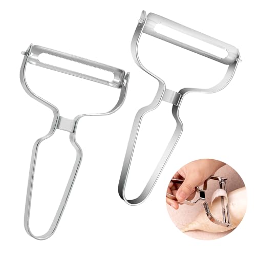 TNSLAND 2 Pcs Extra Breiter Sparschäler, Edelstahl Peeler Küche Gemüseschäler Glatte Klinge Gurkenschäler Pendelklinge Kartoffelschäler für Großes Gemüse mit Harter Schale Wie Kürbis & Kohlrabi(Große) von TNSLAND