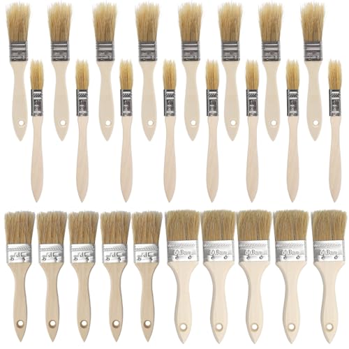 TNSLAND 26 Stück Flachpinsel Set, Lack Pinsel Breit Flächenpinsel Breiter Pinsel für Holzlasur Holzgriffpinsel Flachpinsel Malerpinsel Set Pinselset Lasurpinsel Set für Farben Klebstoffe Malerbedarf von TNSLAND