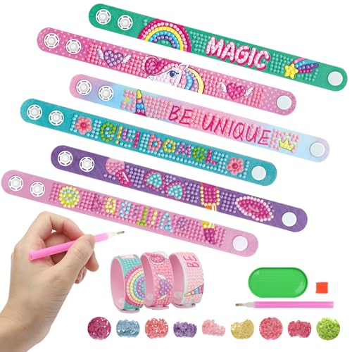 TNSLAND 6 Stück Spielzeug Diamond Painting Bastelset Geschenk Mädchen 6 8 10 11 Jahre Diy Einhorn Basteln Armbänder Bastelsets Kinder Geschenke Mädchen 5 7 9 12 Jahre Armbänder Selber Machen Einhorn von TNSLAND