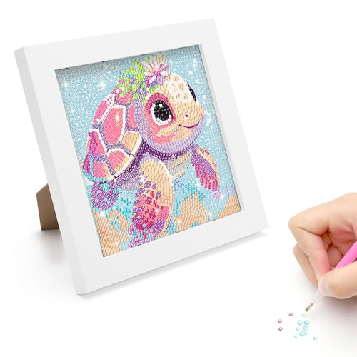 TNSLAND Diamond Painting Kinder mit Holzrahmen, 5D DIY Diamant Painting Bilder kinder Tiere Mosaikherstellung Basteln ab 4 5 6 7 8 9 10 Jahre Malen Nach Zahlen Diamant Geschenk für Mädchen Junge von TNSLAND