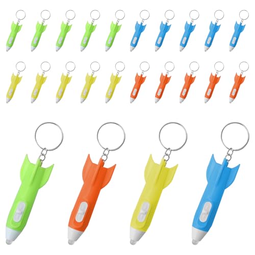 TNSLAND Mitgebsel Kindergeburtstag Raketen Mini Taschenlampe Schlüsselanhänger Kinder 24Pcs Nützliche Gastgeschenke Kleinigkeiten Give Aways Tombola Preise Kleine Geschenke Wundertüte Goodie Bag von TNSLAND