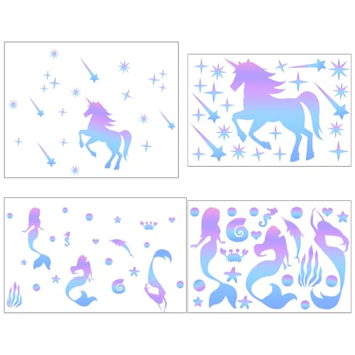 TNSRAY Wandtattoo, Selbstklebend Einhorn Wandtattoo Kinderzimmer Mädchen Leuchtsticker Einhorn Meerjungfrau Wandsticker Leuchtaufkleber Aufkleber Babyzimmer Deko für Mädchen Geschenke Grün von TNSRAY