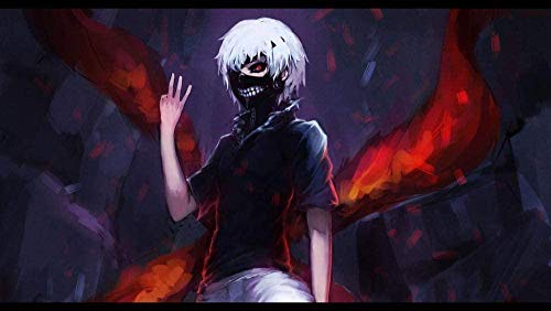 Malen nach Zahlen zum Selbermachen für Erwachsene, Anfänger, farbenfrohes Ölgemälde-Set auf Leinwand für Kinder und Erwachsene, Malen-nach-Zahlen-Set, Tokyo Ghoul, 70 x 100 cm von TNTEVX